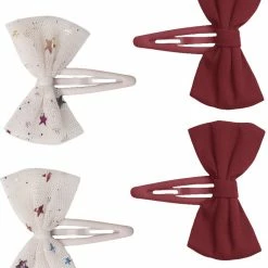 Konges Sløjd 4-PACK TULLE BOWIE HAIRCLIPS MULTI STAR/RED