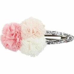 Milk & Soda 3 Pom Glitter Snap Clip SILVER