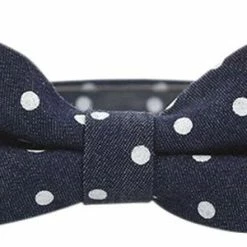 Milk & Soda Polka Dots Denim Bow Tie DARK DENIM/WHITE