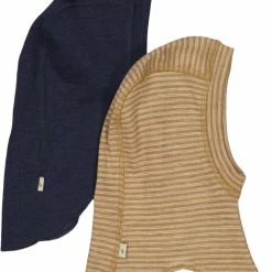 Wheat Sæt Af To Uld Elefanthuer Felix Stripe Navy