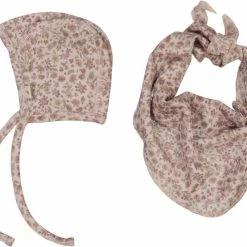 Wheat Sæt Af 1 Uldtørklæde Og 1 Uldkyse Powder Flowers