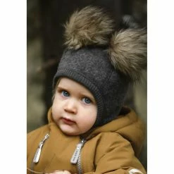 Mikk-Line Wool Fullface W. Pom Pom Anthracite Melang -Mikk-line butik unnamed file 491