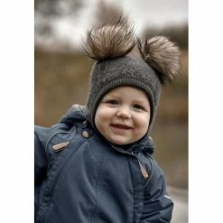 Mikk-Line Wool Fullface W. Pom Pom Anthracite Melang -Mikk-line butik unnamed file 493